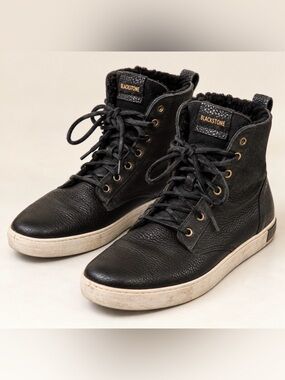 Blackstone Men’s Black Leather Fleece-Lined High-Top Boots EU 41